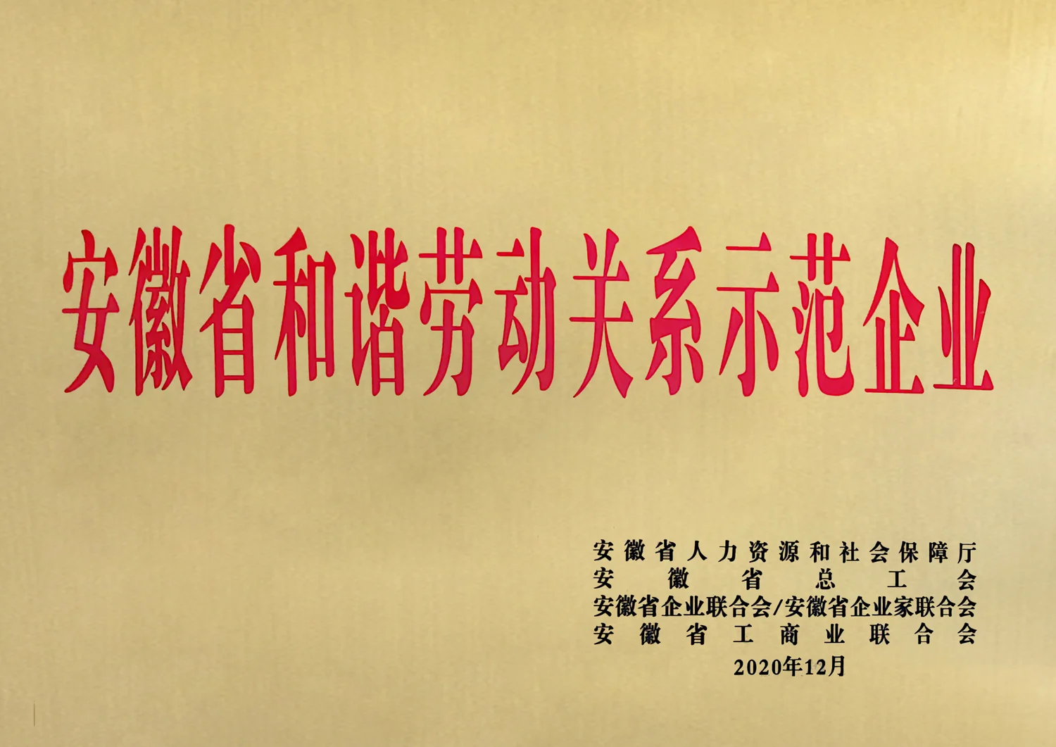 安徽省和谐劳动关系示范企业